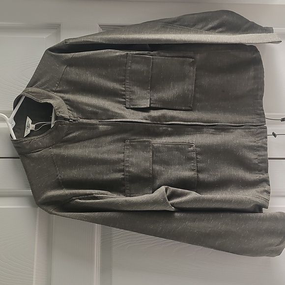 NWT Max Studio Space Dye Light Drawstring Crop Utility Jacket Olive Large - Picture 9 of 14